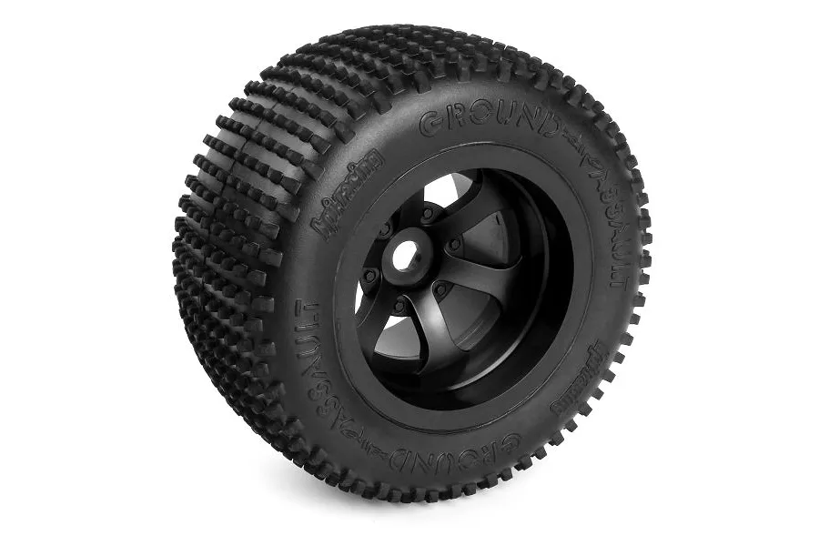 HPI 2.2&amp;quot; Ground Assault D Compound Tyres on Black Scorch Rims - Glued Wheels 4Pcs image 83377