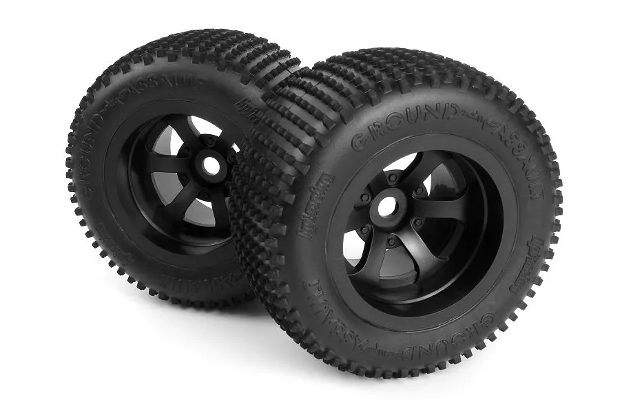 HPI 2.2&amp;quot; Ground Assault D Compound Tyres on Black Scorch Rims - Glued Wheels 4Pcs image 83378