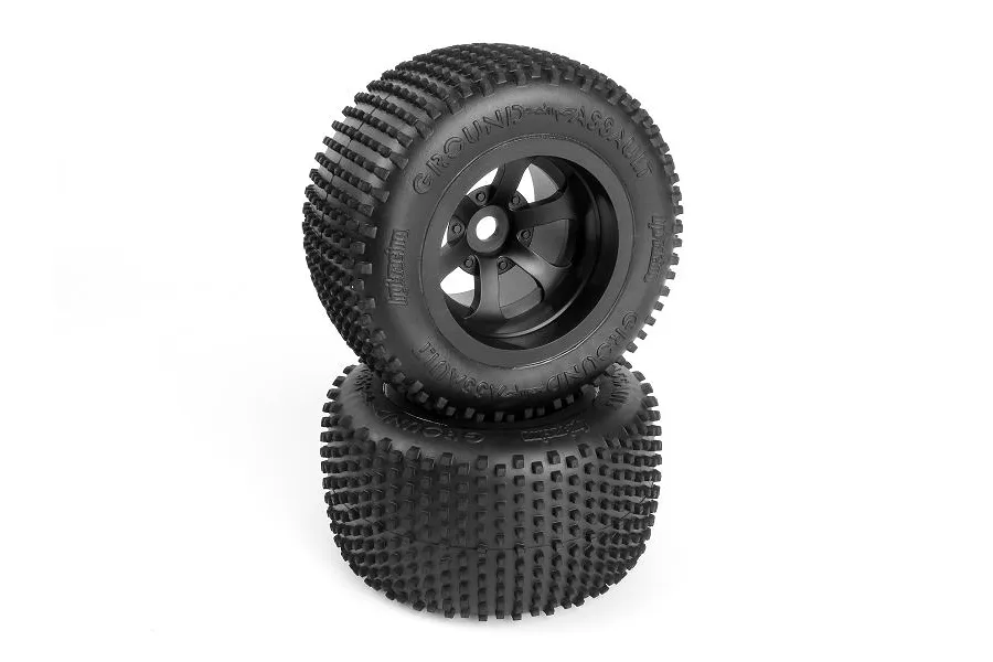 HPI 2.2&amp;quot; Ground Assault D Compound Tyres on Black Scorch Rims - Glued Wheels 4Pcs image 83379