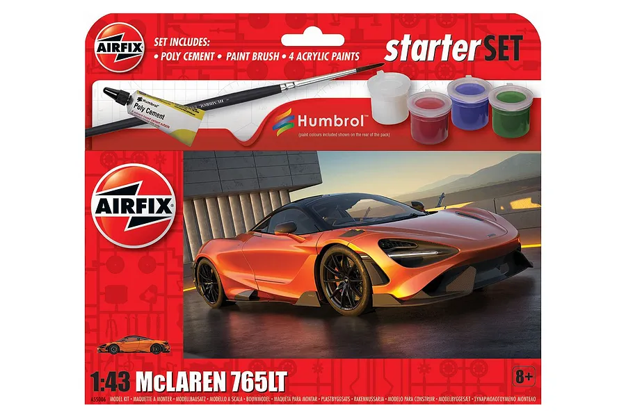 Airfix 1/43 McLaren 765LT Starter Set Scaled Plastic Model Kit image 83610