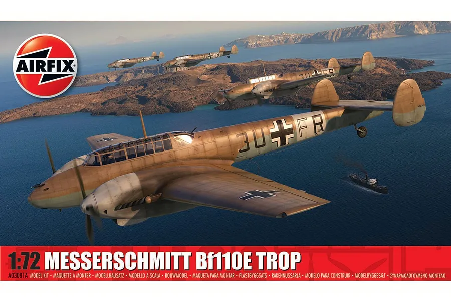 Airfix 1/72 Messerschmitt Bf110E/E-2 TROP Heavy Fighter Scaled Plastic Model Kit image 83625