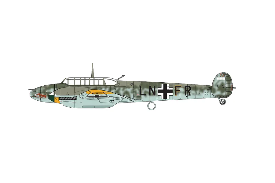 Airfix 1/72 Messerschmitt Bf110E/E-2 TROP Heavy Fighter Scaled Plastic Model Kit image 83627