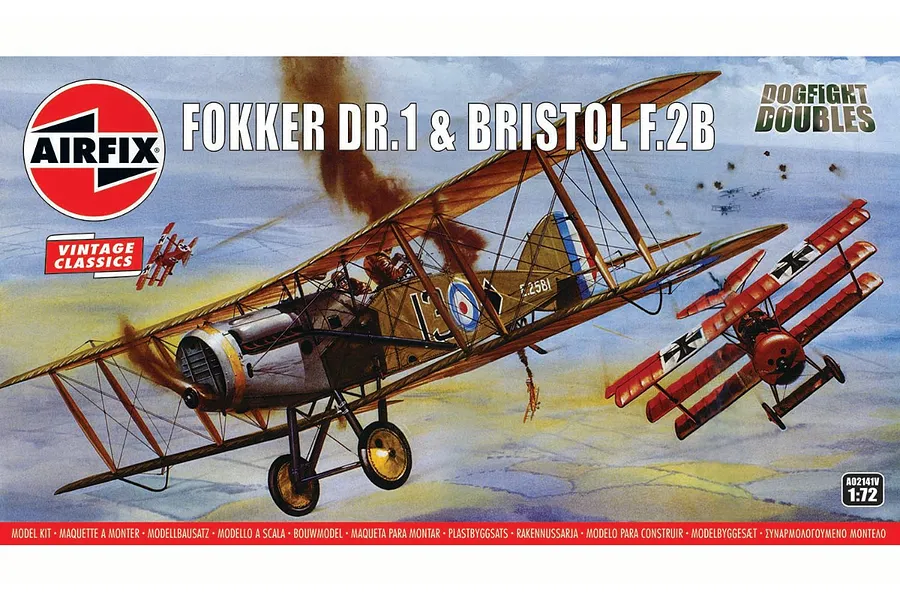 Airfix 1/72 Fokker DR.1 &amp;amp; Bristol F.2B Dogfight Doubles Scaled Plastic Model Kit image 83628
