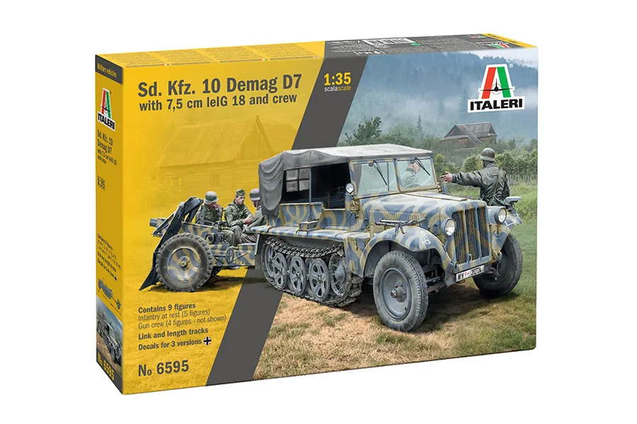 Italeri 1/35 Sd. Kfz. 10 Demag D7 w/ 7.5cm leIG 18 &amp;amp; Crew Scaled Plastic Model Kit image 83637