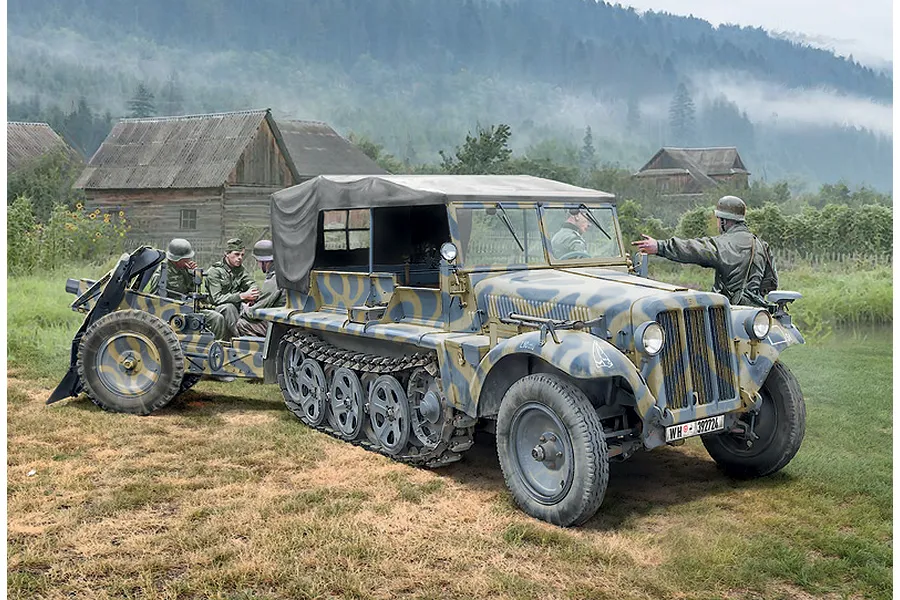 Italeri 1/35 Sd. Kfz. 10 Demag D7 w/ 7.5cm leIG 18 &amp;amp; Crew Scaled Plastic Model Kit image 83638