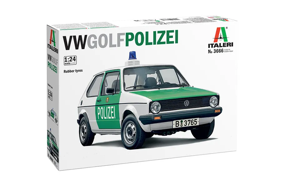 Italeri 1/24 1978 VW Golf Polizei Scaled Plastic Model Kit image 83660