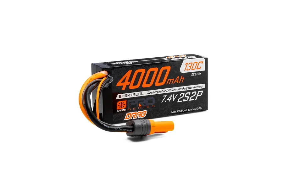 Spektrum No Prep Drag 7.4V 4000mAh 130C Hard Case LiPo Battery image 83869