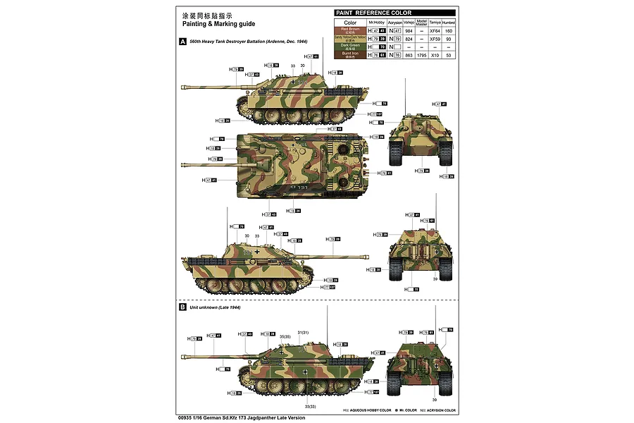 Trumpeter 1/16 Sd.Kfw.173 Jagdpanther &amp;quot;Cheetah&amp;quot; Tank Destroyer Model Kit image 84063
