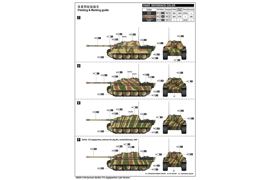 Trumpeter 1/16 Sd.Kfw.173 Jagdpanther &amp;quot;Cheetah&amp;quot; Tank Destroyer Model Kit image 84064