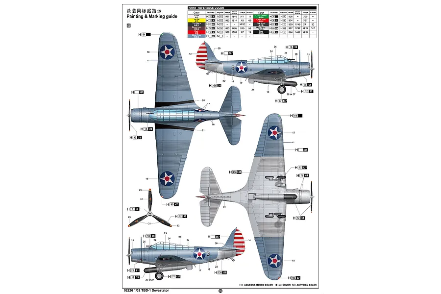 Trumpeter 1/32 Douglas TBD-1 Devastator Torpedo Attack Aircraft Model Kit image 84083