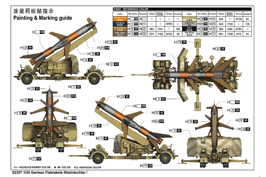 Trumpeter 1/35 German Flakrakete Rheintochter &amp;quot;Rhine Daughter&amp;quot; Type 1 Rocket Model Kit image 84086