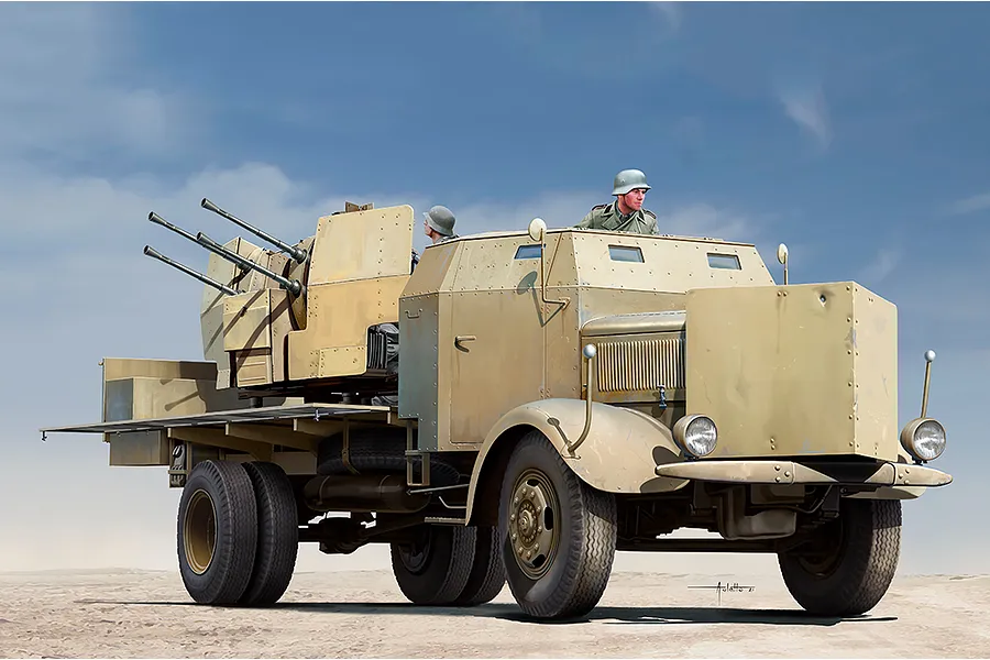 Trumpeter 1/35 L4500A Armoured vehicle w/ 2cm Flak38 AA Gun Model Kit image 84100