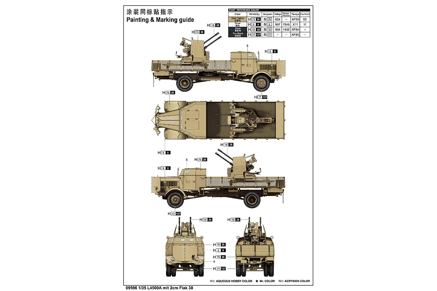 Trumpeter 1/35 L4500A Armoured vehicle w/ 2cm Flak38 AA Gun Model Kit image 84101