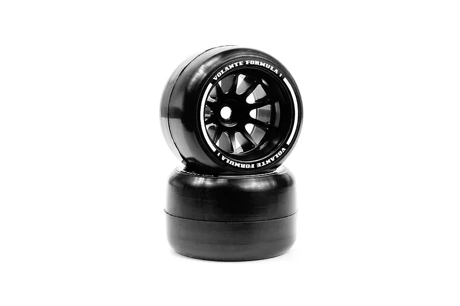 Volante F1 Revolution Soft Compound Rear Slick Tyres on Black Rims - Glued Wheels 2Pcs image 84190