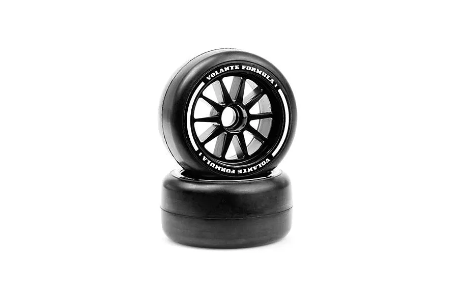 Volante F1 Hard Compound Front Slick Tyres on Black Rims - Glued Wheels 2Pcs image 84191