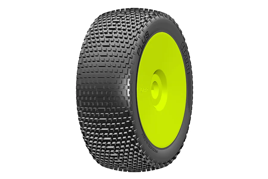 GRP Plus Medium Tyres Mounted On Yellow Dish Rims - Glued Wheels 2Pcs image 85009