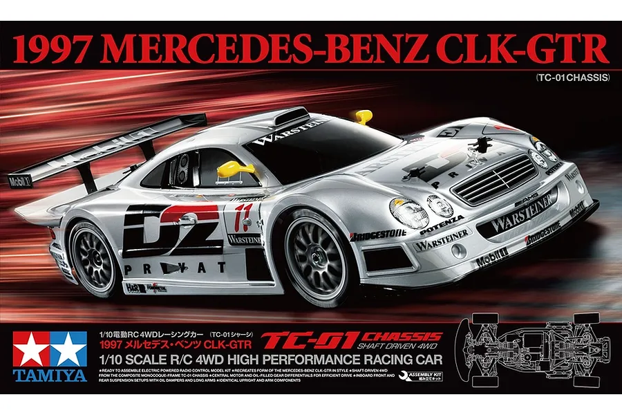 Tamiya TC-01 1997 Mercedes-Benz CLK-GTR RC Touring Car Electric 4WD 1/10 Scale Kit (No ESC) image 85110