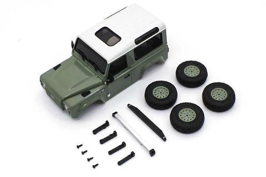 Kyosho Mini-Z MX-01 Land Rover Defender 90 Body Shell Set - Heritage Grasmere Green / Alaska White image 85287