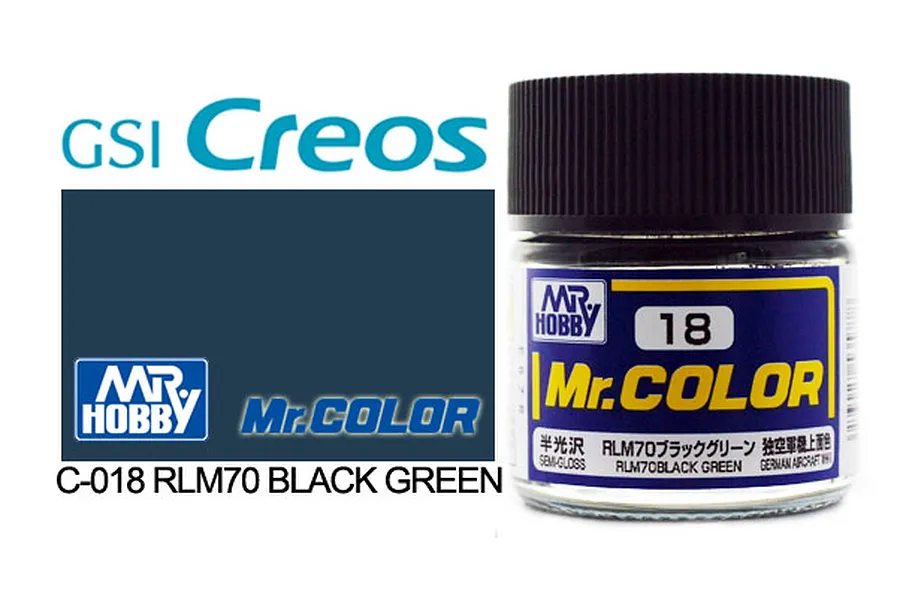 Mr Color RLM70 Black Green Semi Gloss Acrylic Paint 10ml image 85383