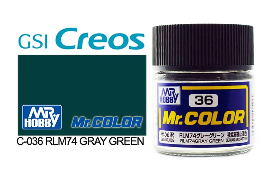 Mr Color RLM74 Grey Green Semi Gloss Acrylic Paint 10ml image 85400
