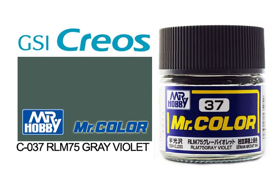 Mr Color RLM75 Grey Violet Semi Gloss Acrylic Paint 10ml image 85401