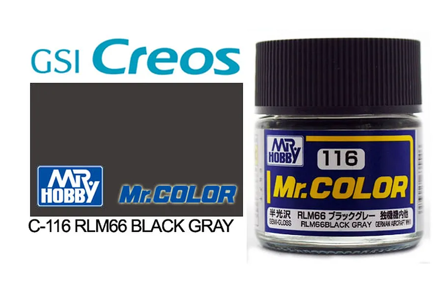 Mr Color RLM66 Black Grey Semi Gloss Acrylic Paint 10ml image 85460