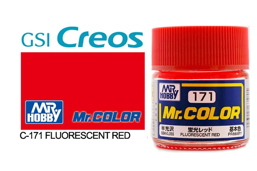 Mr Color Fluorescent Red Gloss Acrylic Paint 10ml image 1