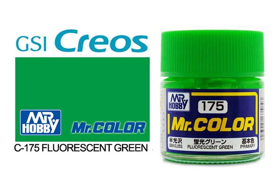 Mr Color Fluorescent Green Gloss Acrylic Paint 10ml image 85489