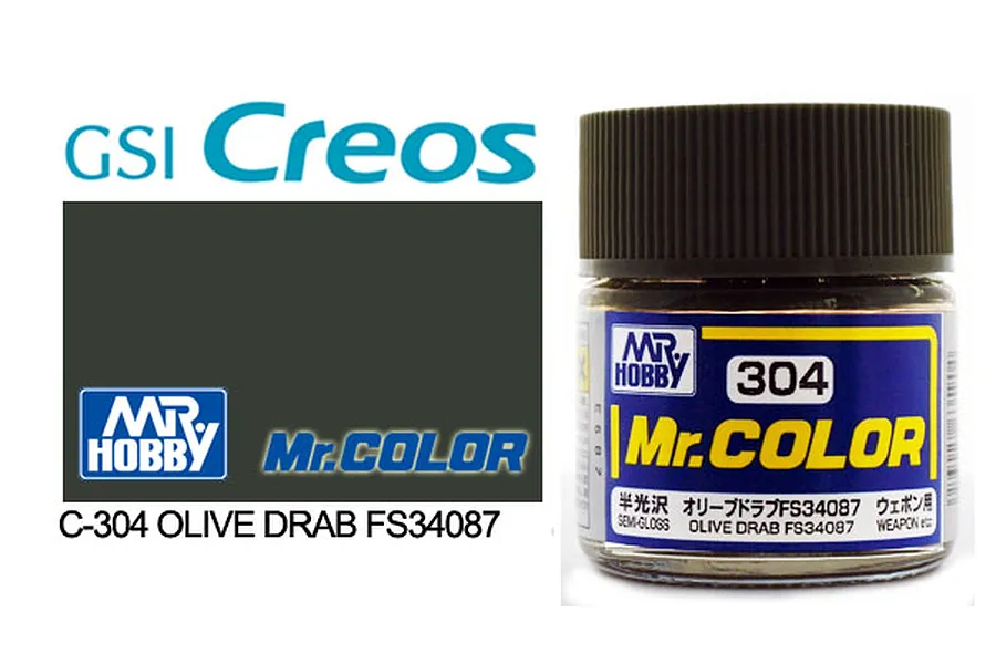 Mr Color Olive Drab FS34087 Semi Gloss Acrylic Paint 10ml image 85498