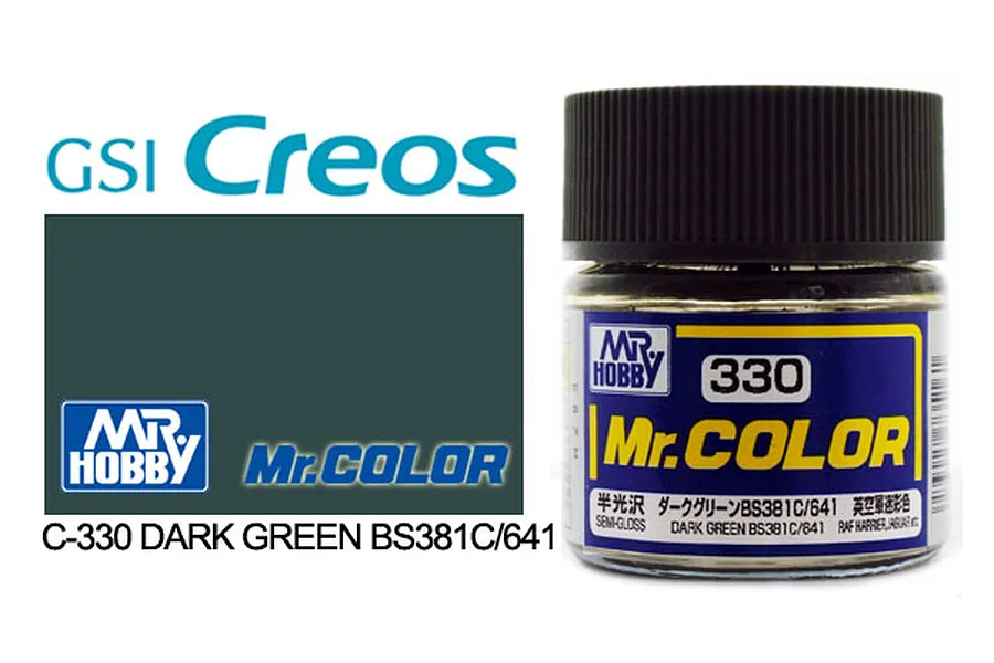 Mr Color Dark Green BS381/C641 Semi Gloss Acrylic Paint 10ml image 85524