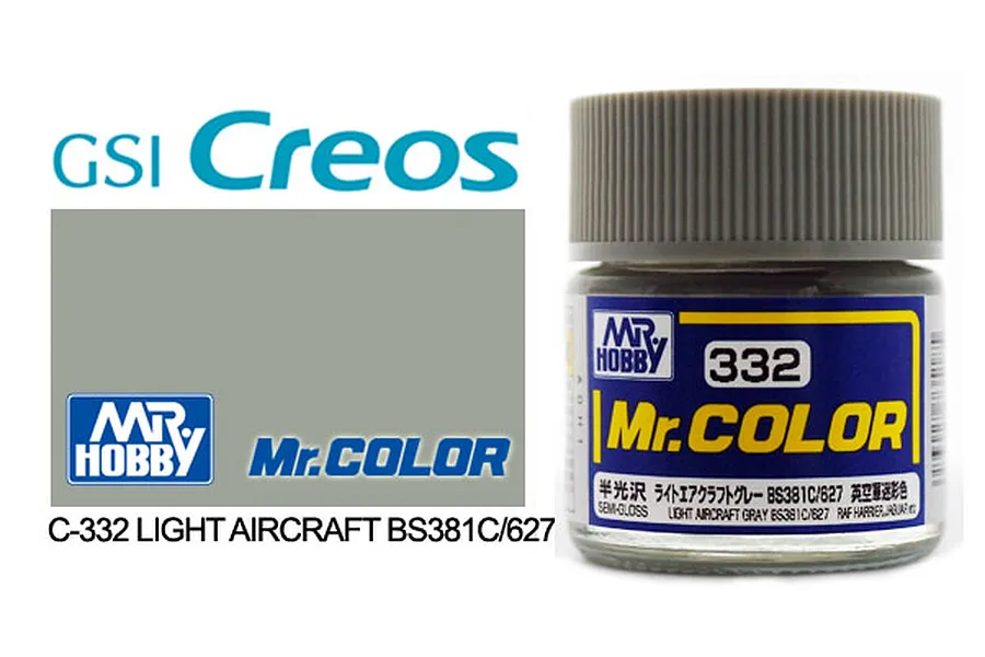 Mr Color Light Aircraft Grey BS381/C627 Semi Gloss Acrylic Paint 10ml image 85526