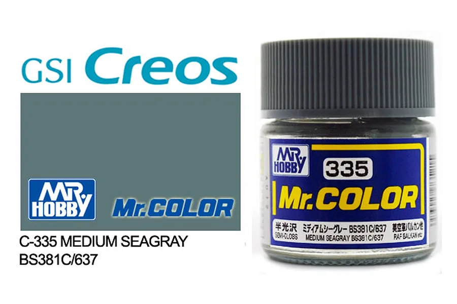 Mr Color Medium Sea Grey BS381/C637 Semi Gloss Acrylic Paint 10ml image 85529