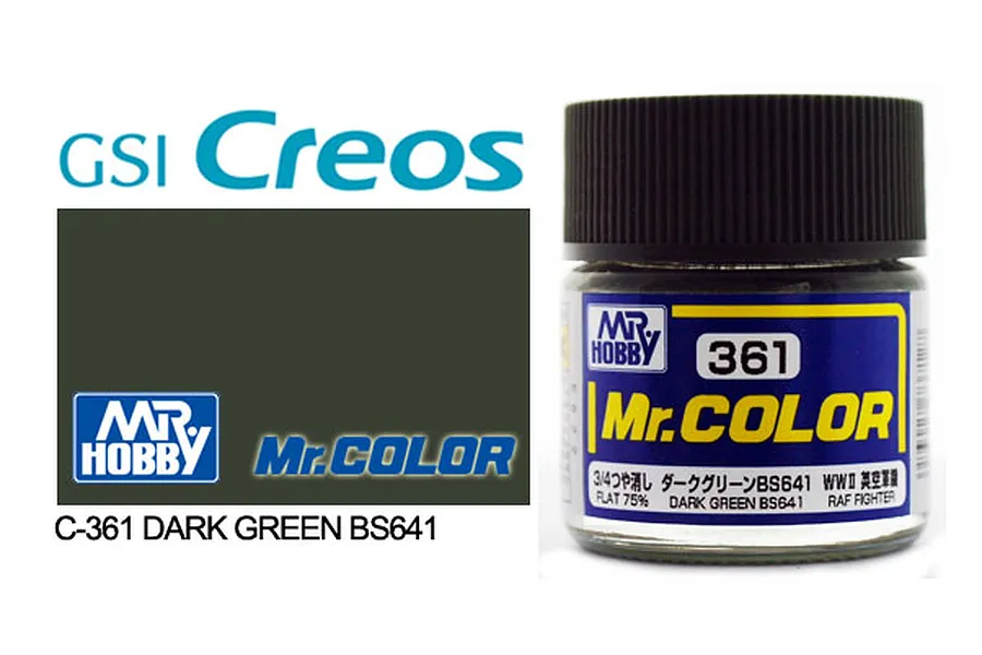 Mr Color RAF Dark Green BS641 Acrylic Paint 10ml image 85537