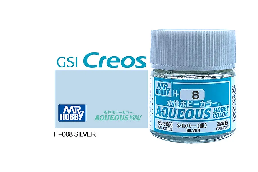 Mr Hobby Aqueous Metallic Gloss Silver Acrylic Paint 10ml image 85600