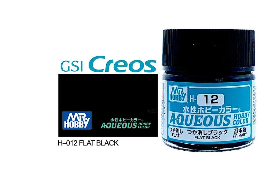 Mr Hobby Aqueous Flat Black Acrylic Paint 10ml image 85604