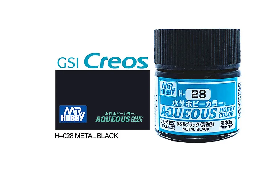 Mr Hobby Aqueous Metallic Gloss Black Acrylic Paint 10ml image 85620