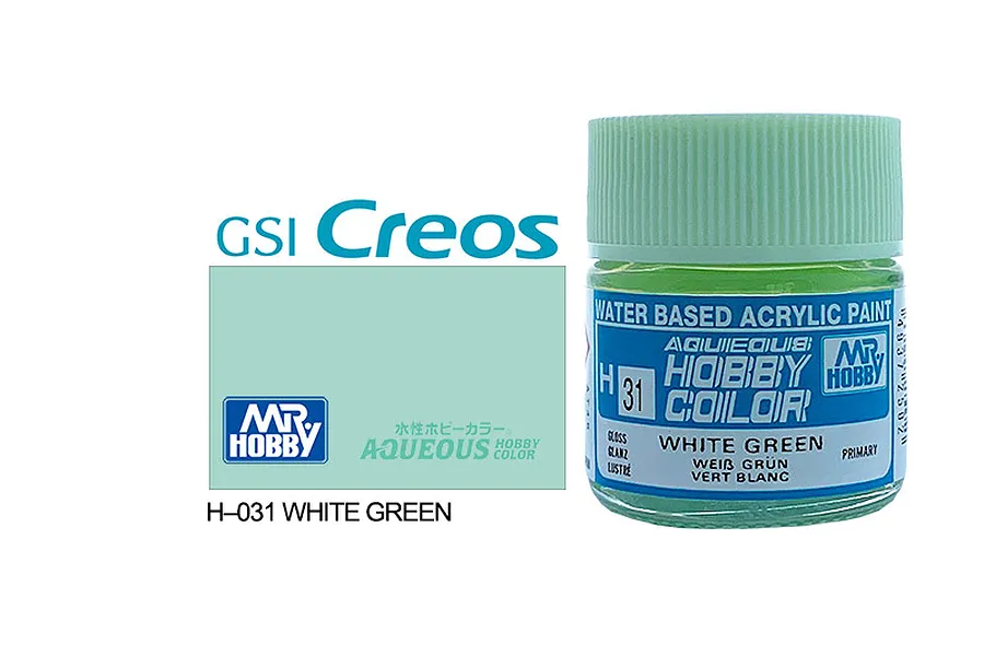 Mr Hobby Aqueous Gloss White Green Acrylic Paint 10ml image 85623