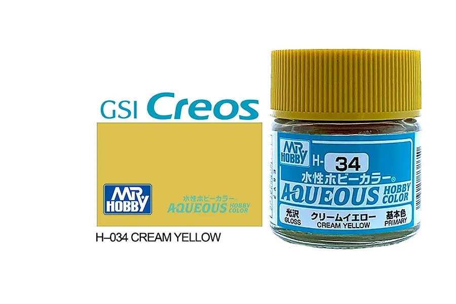 Mr Hobby Aqueous Gloss Cream Yellow Acrylic Paint 10ml image 85626
