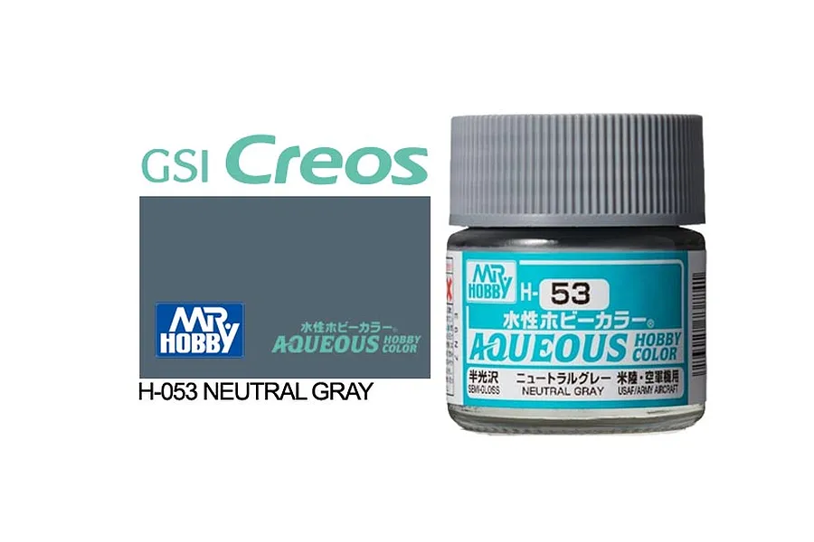 Mr Hobby Aqueous Semi Gloss Neutral Grey Acrylic Paint 10ml image 85645