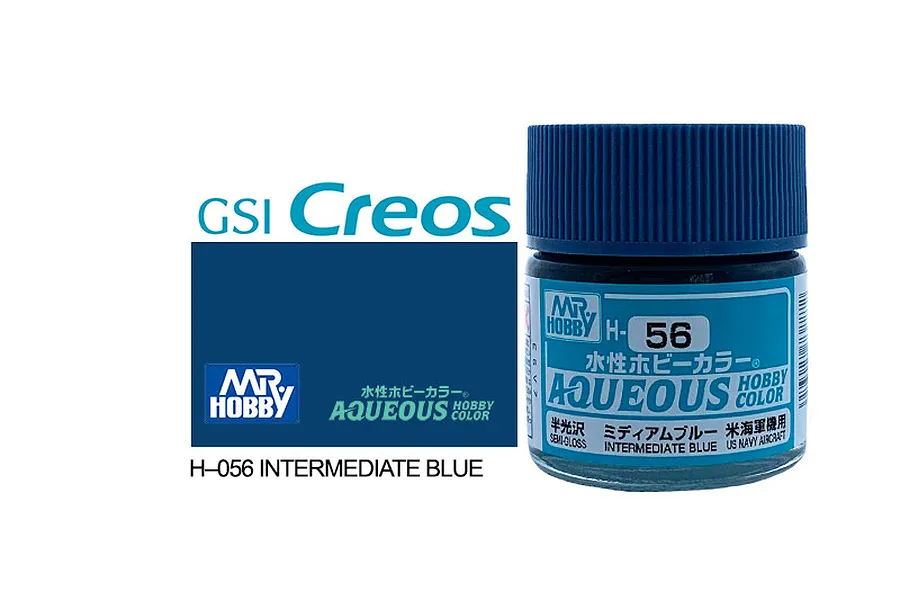 Mr Hobby Aqueous Semi Gloss Intermediate Blue Acrylic Paint 10ml image 85648