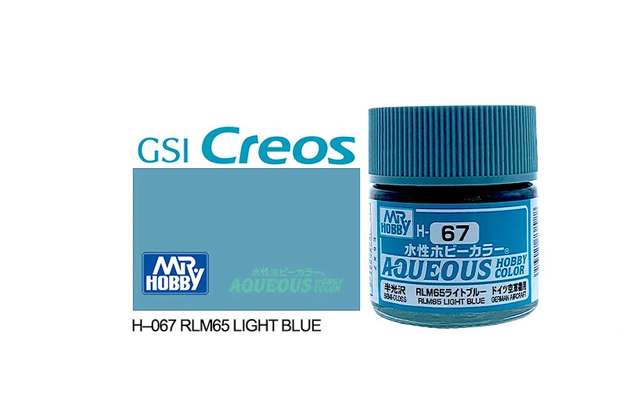 Mr Hobby Aqueous Semi Gloss RLM65 Light Blue Acrylic Paint 10ml image 85659
