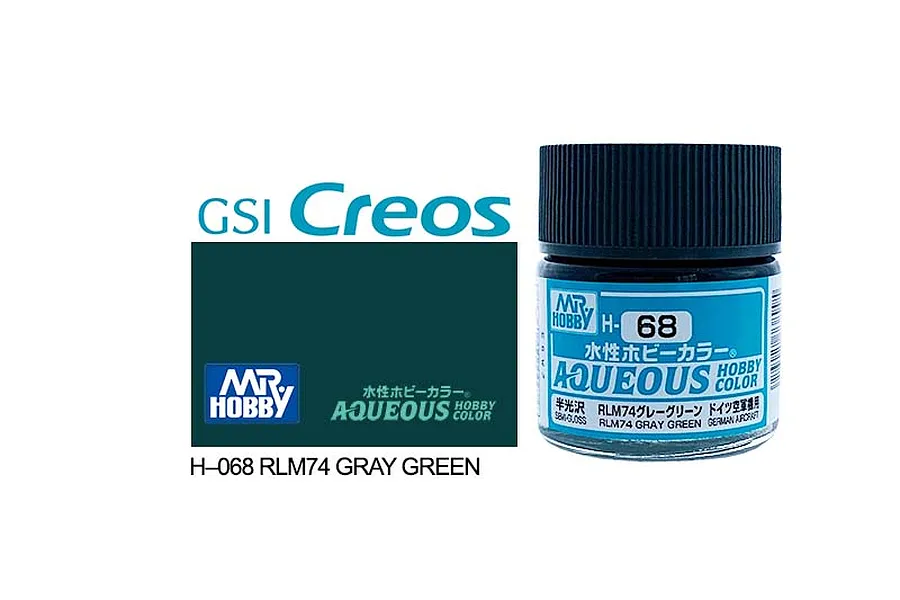 Mr Hobby Aqueous Semi Gloss RLM74 Dark Grey Acrylic Paint 10ml image 85660