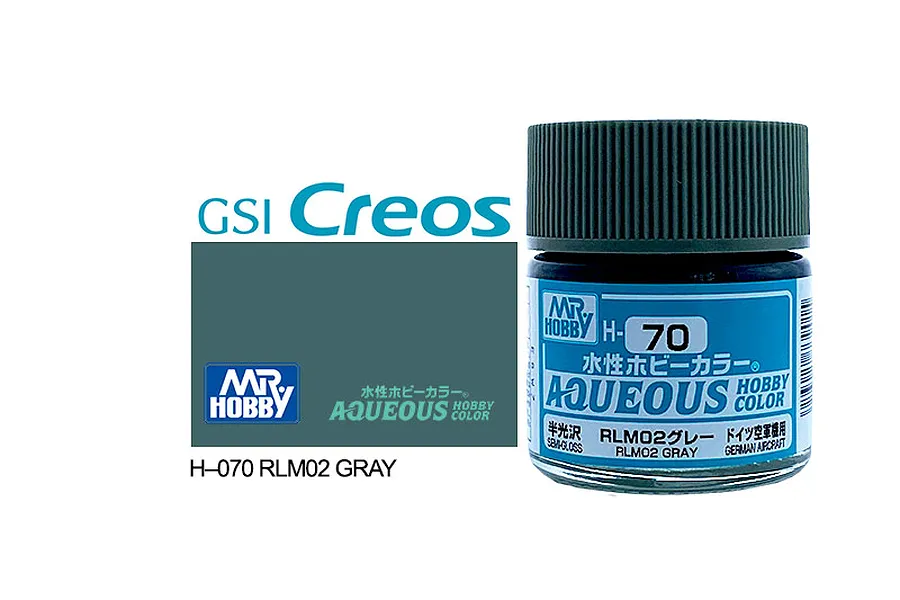 Mr Hobby Aqueous Semi Gloss RLM02 Grey Acrylic Paint 10ml image 85662