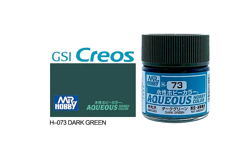 Mr Hobby Aqueous Semi Gloss Dark Green Acrylic Paint 10ml image 85665