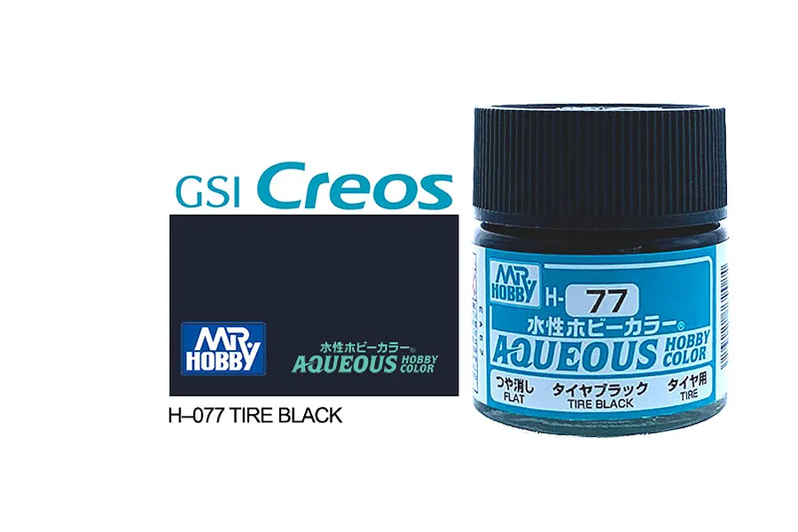 Mr Hobby Aqueous Flat Tyre Black Acrylic Paint 10ml image 85669
