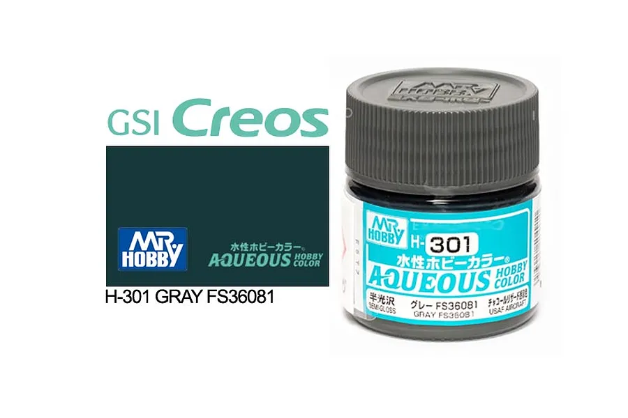 Mr Hobby Aqueous Semi Gloss Grey FS36081 Acrylic Paint 10ml image 85690