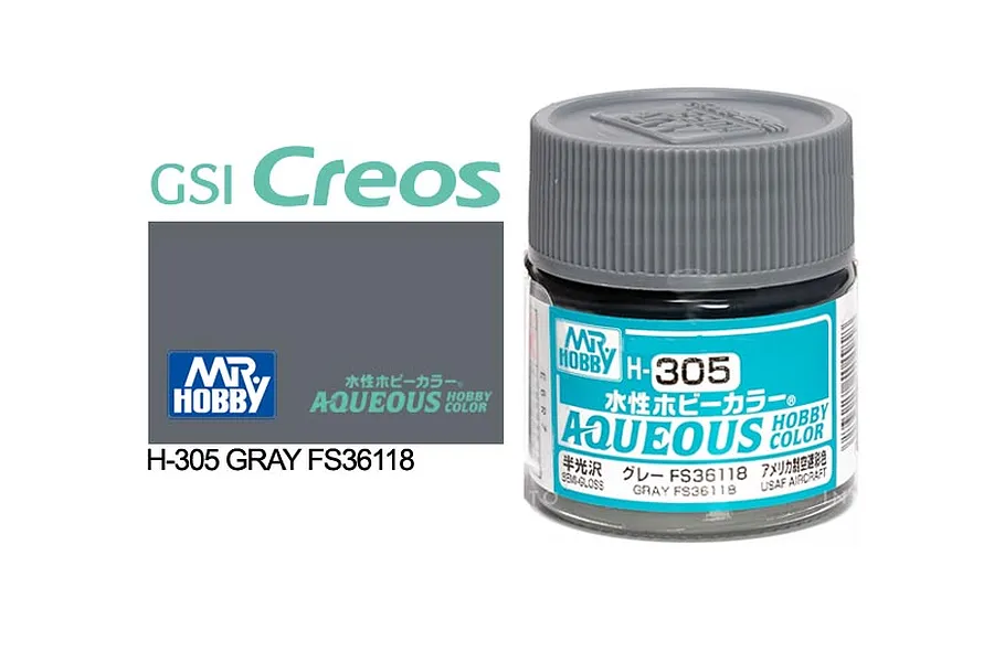 Mr Hobby Aqueous Semi Gloss Grey FS36118 Acrylic Paint 10ml image 85694