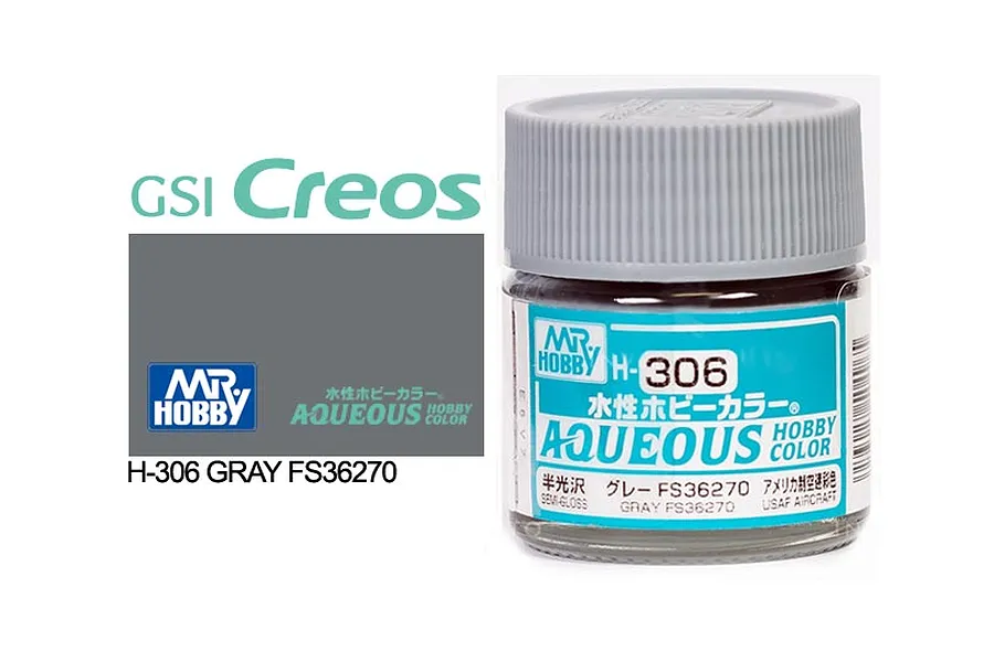 Mr Hobby Aqueous Semi Gloss Grey FS36270 Acrylic Paint 10ml image 85695