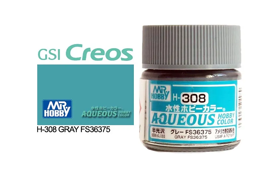 Mr Hobby Aqueous Semi Gloss Grey FS36375 Acrylic Paint 10ml image 85697