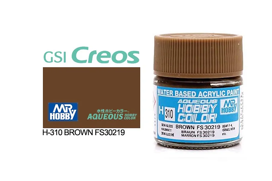 Mr Hobby Aqueous Semi Gloss Brown FS30219 Acrylic Paint 10ml image 85699